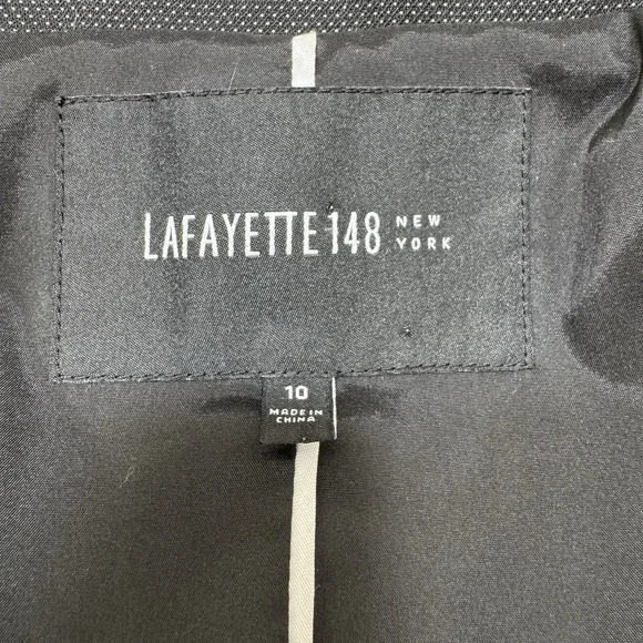 Lafayette 148 Womens Blazer Jacket Size 10 Virgin Wool Blend Micro Polka Dots - Picture 7 of 14